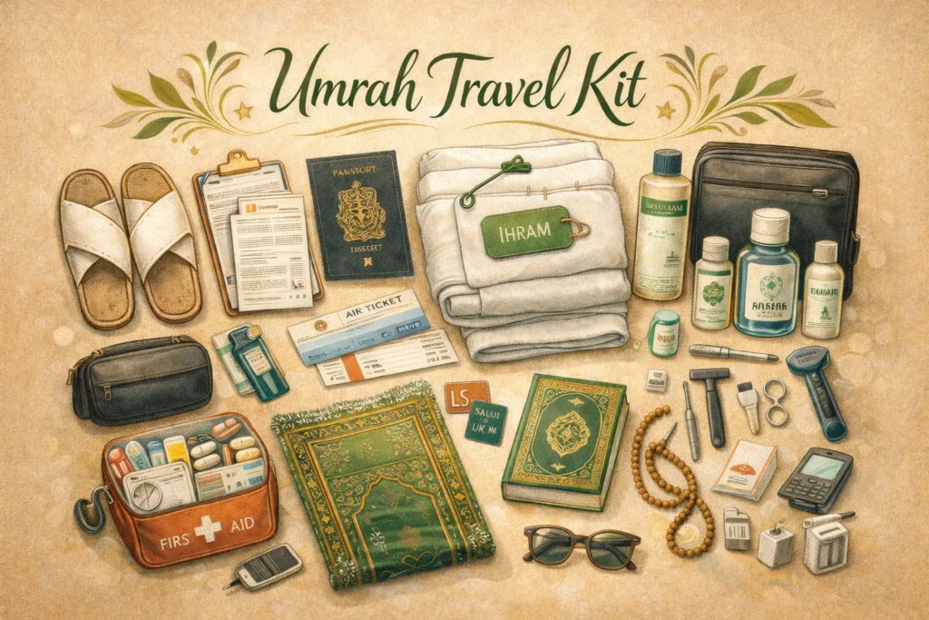 Your Complete Umrah Travel Kit From Ihram to Toiletries